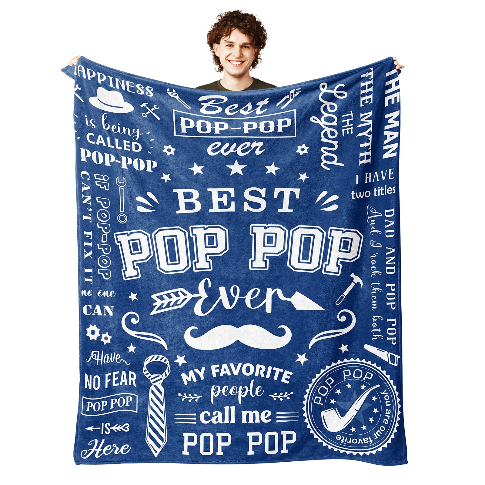 Pop Pop Gifts from Grandkids 50x60" Grandfather Blanket for Christmas