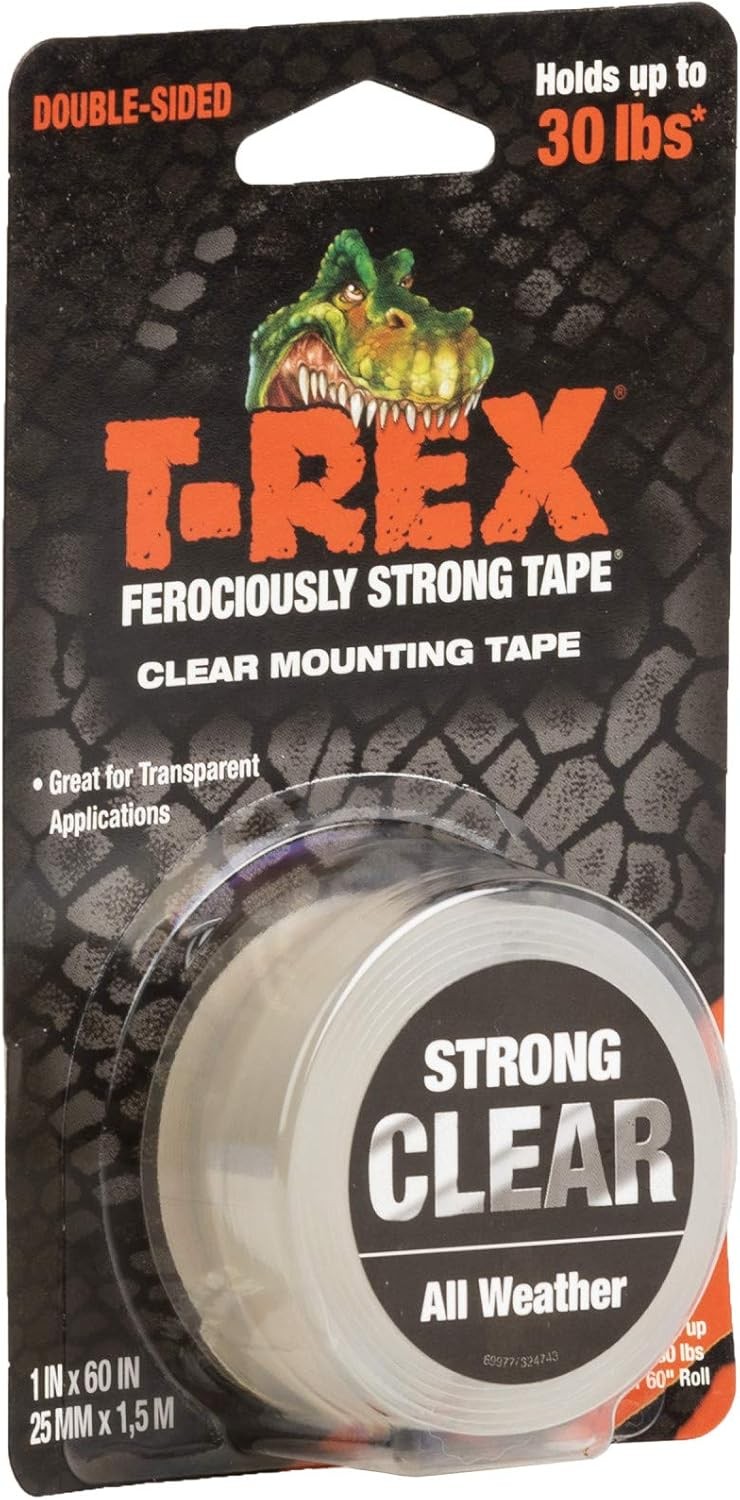 T-Rex Strong Hold Clear Double Sided Mounting Tape, Heavy Duty, All