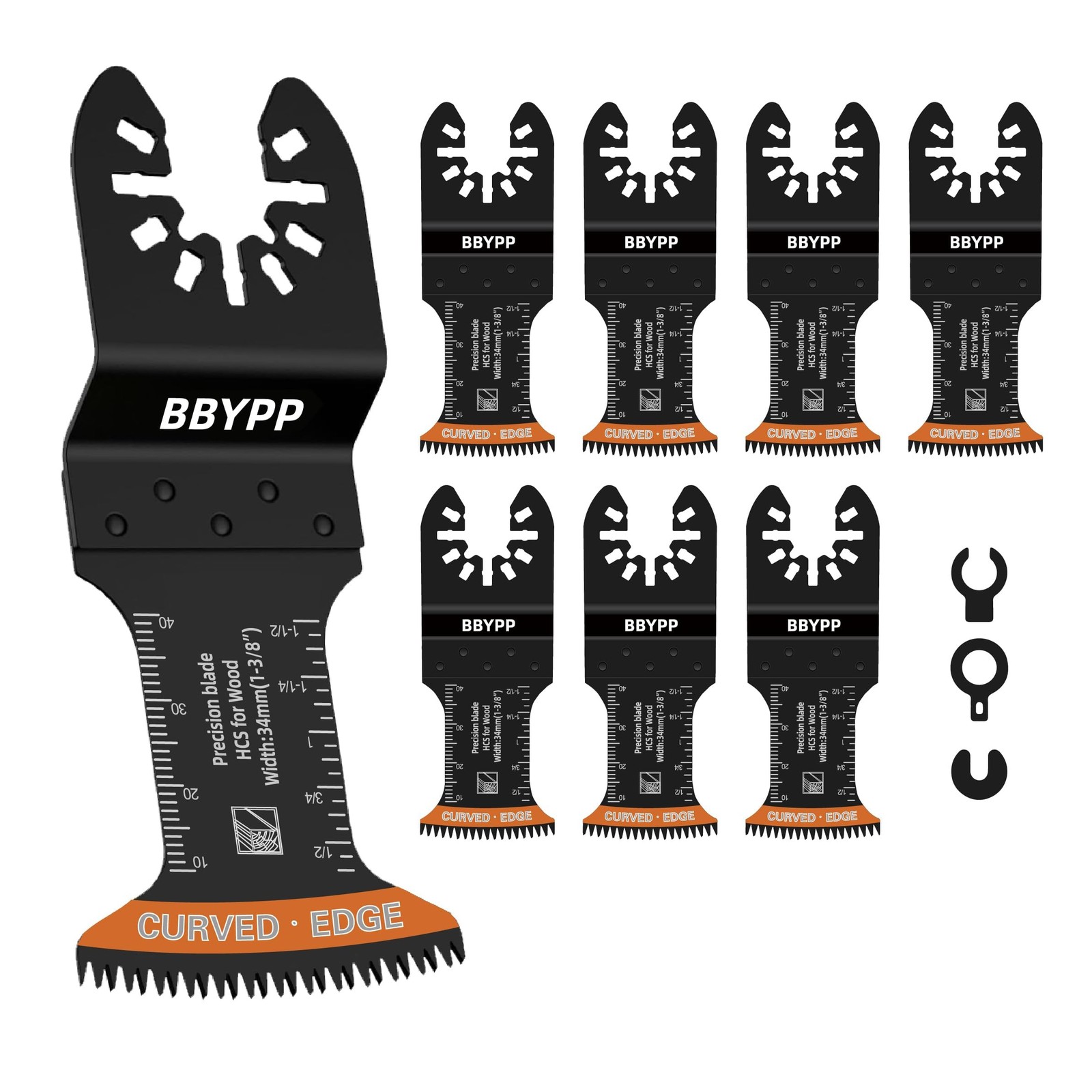 7pcs Curved Japanese Tooth Oscillating Saw Blades, Standard (7pcs), Black