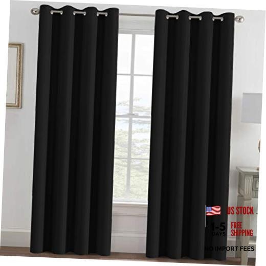 100% Blackout Curtains for Bedroom Black Out 52"W x 96"L (Pack of 1) Jet Black