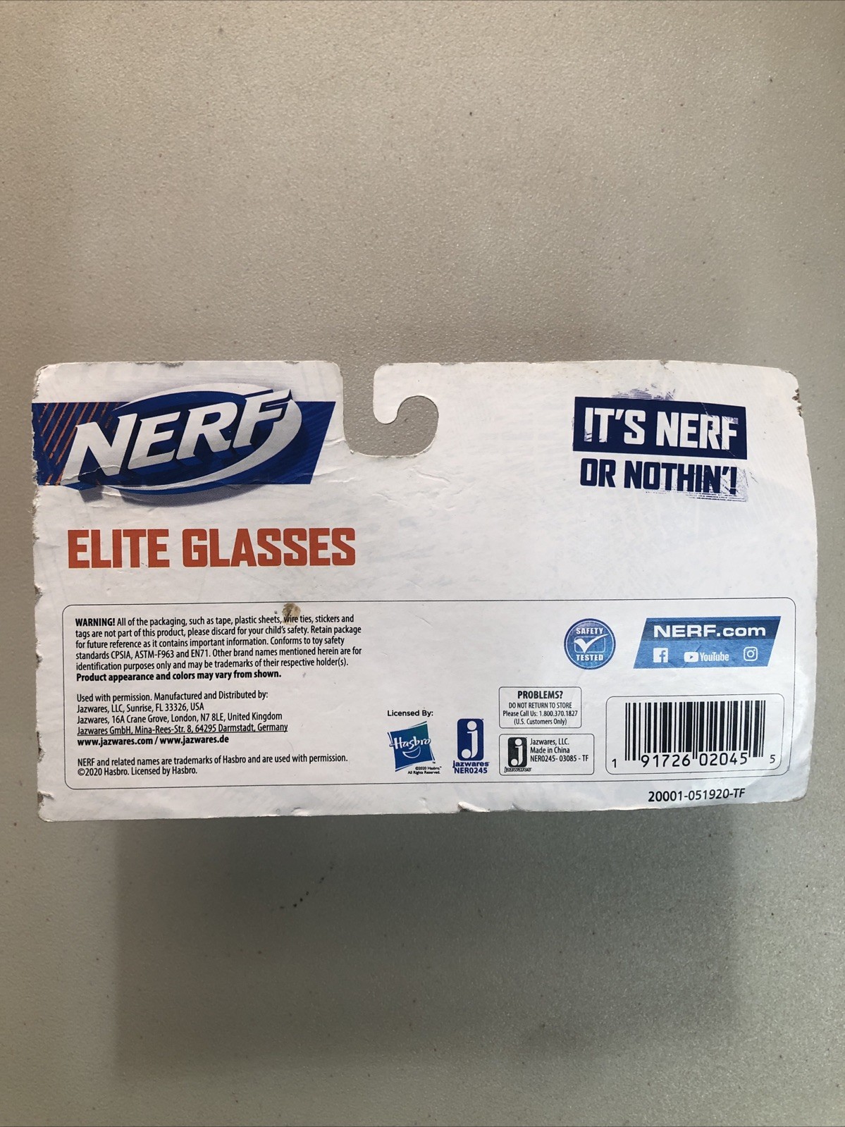 NERF Elite Glasses Goggles Clear Plastic Impact Resistant