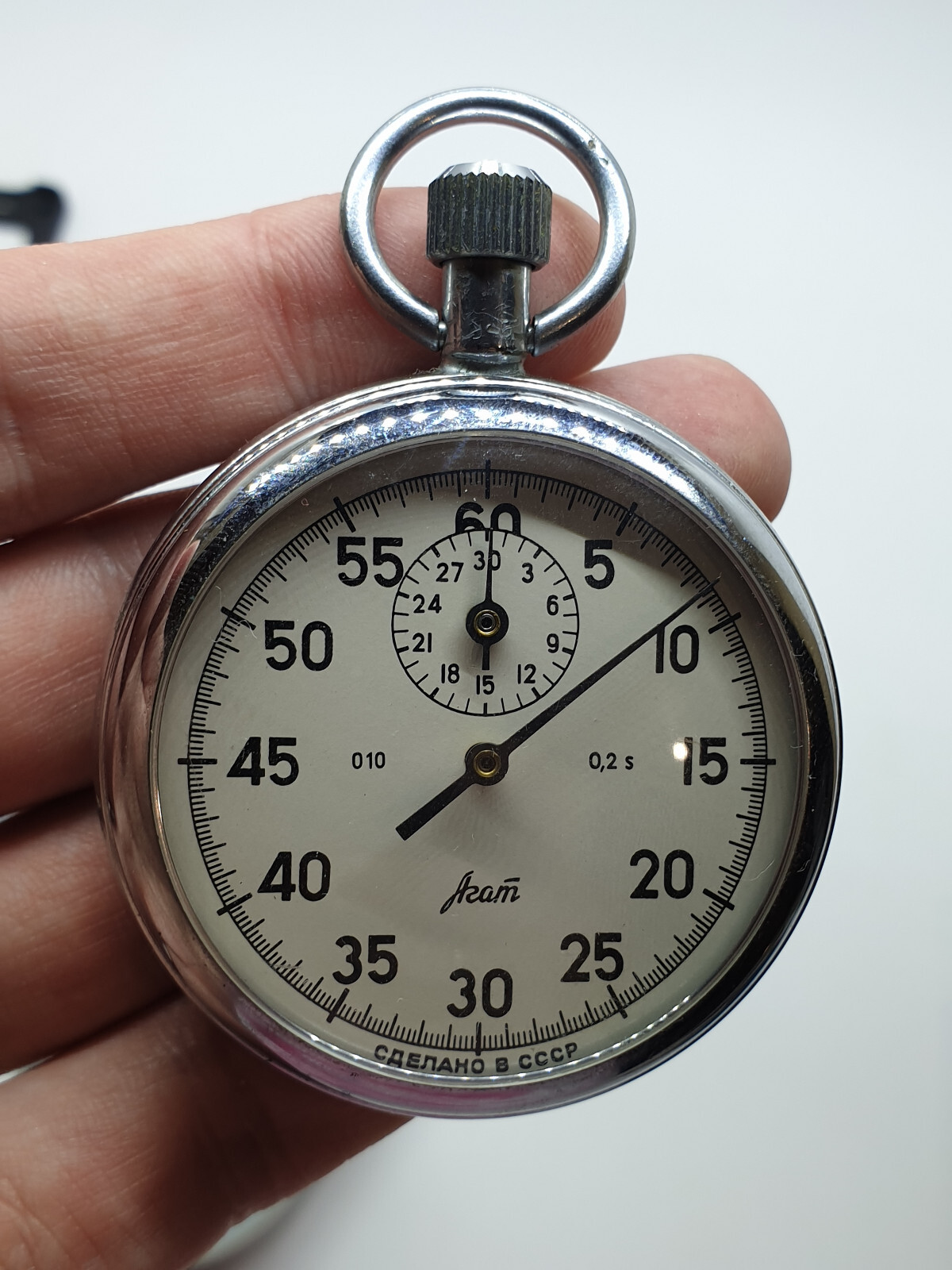 AGAT Vintage 1960s Soviet 1 button with box working stopwatch USSR chronograph