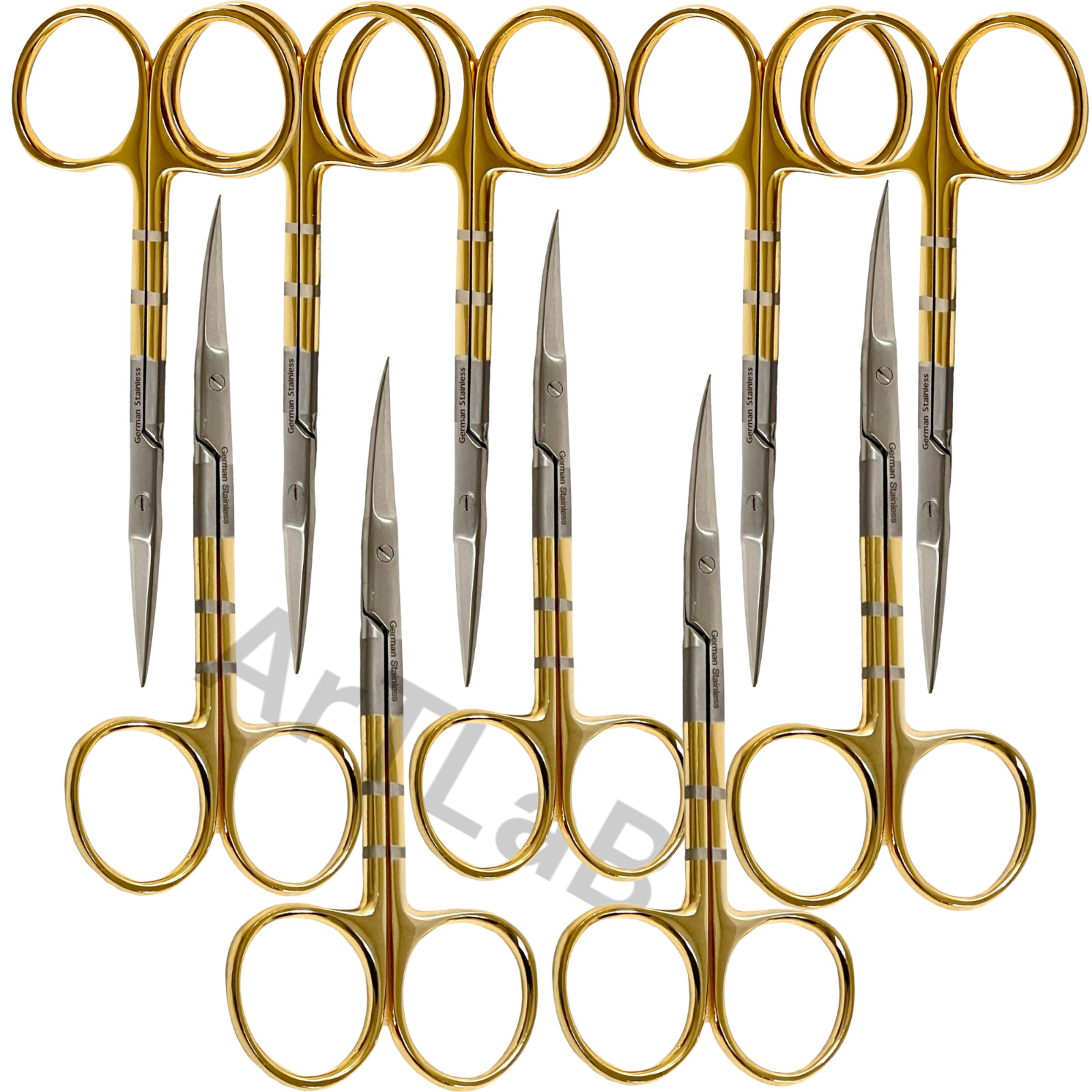 Surgery Iris Scissors 4.5" Curved + Straight Sharp -10PK Tungsten Carbide Insert