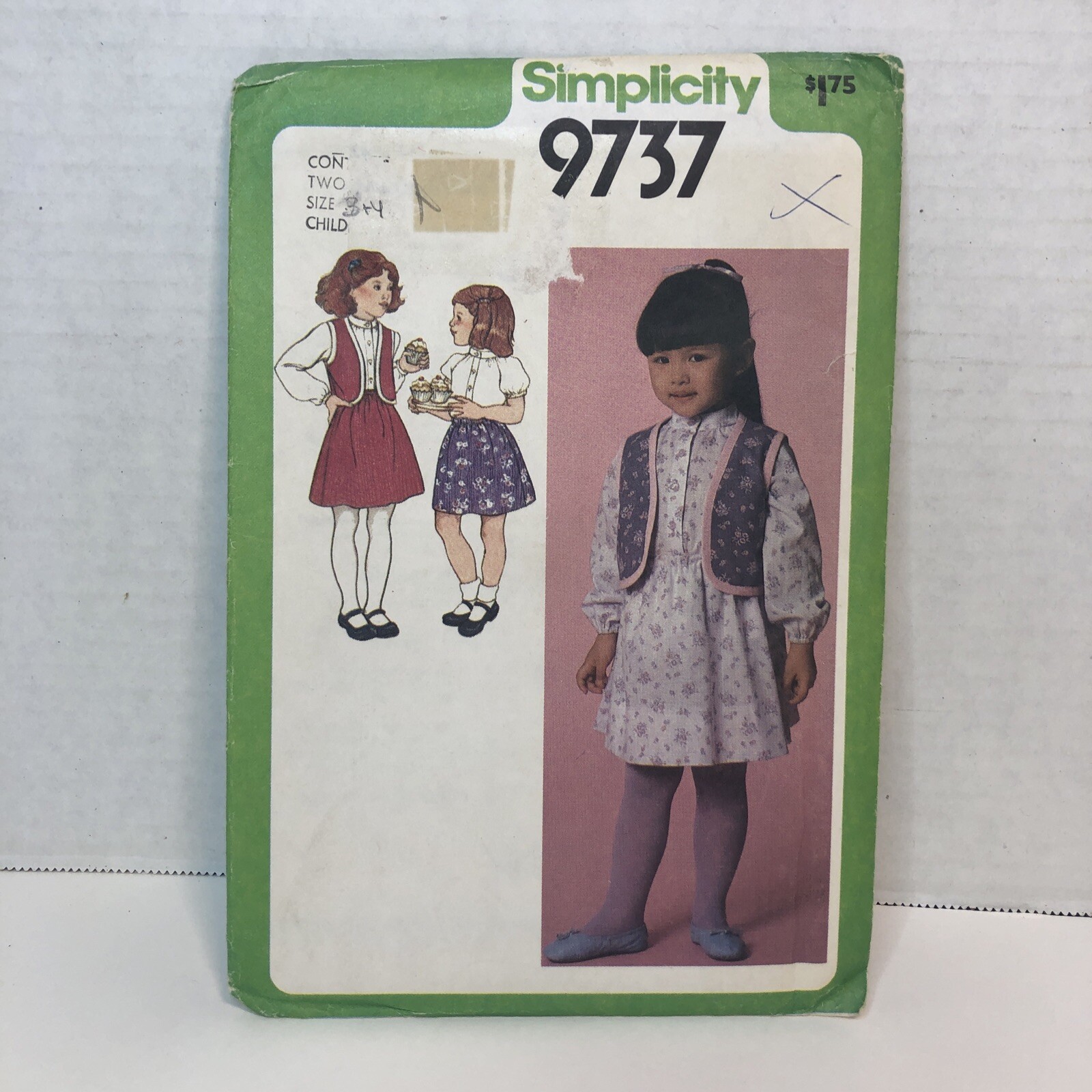 Simplicity 9737 Size 3 4 Child's Skirt Blouse Unlined Vest