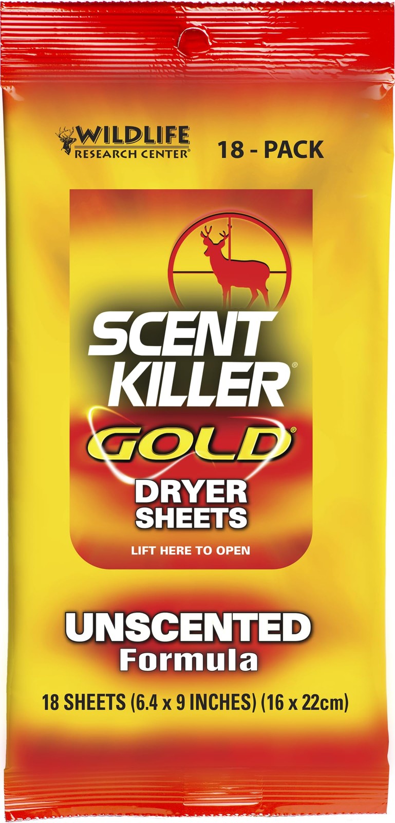 Wildlife Research Scent Killer Gold Dryer Sheets (Unscented) 18 Count (Pack of 1