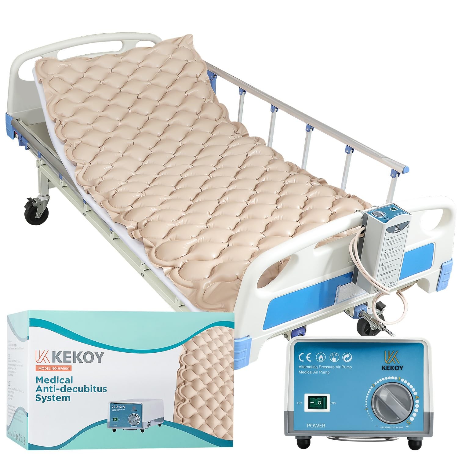 Alternating Air Pressure Mattress Pad for Bed Sores, Hospital Bed Topper 75"x35"