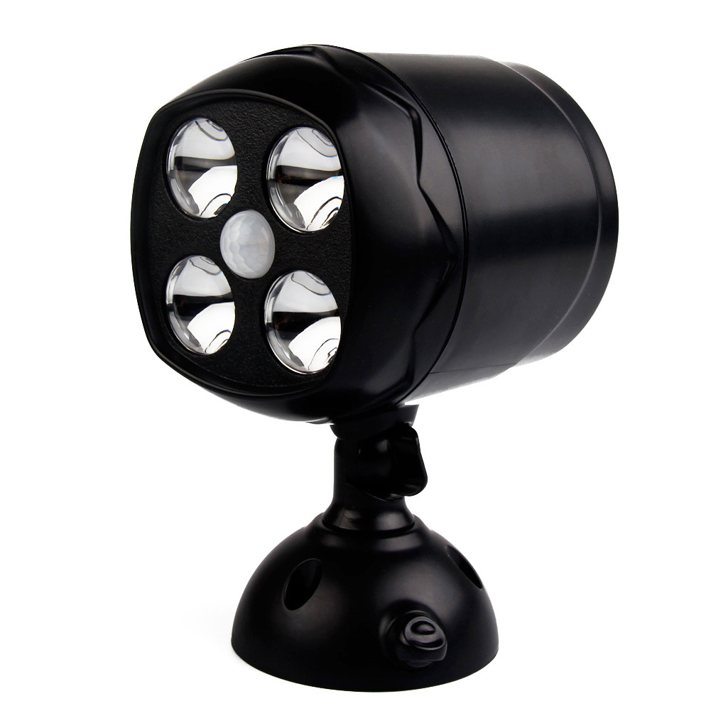 Battery Powered Security Lights Motion Sensor Outdoor Lamp Spotlight with 4LEDs