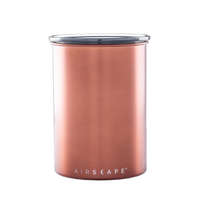 Airscape Brushed Copper Coffee Bean Canister Airtight Storage Container 250-500g