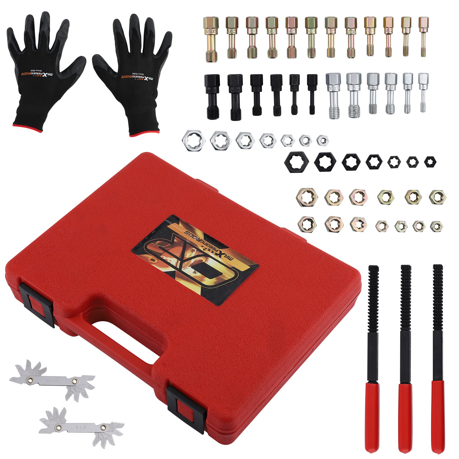 56x Thread Restorer Kit UNC UNF & MetricThread Chaser Set W/Thread Pitch Gauge