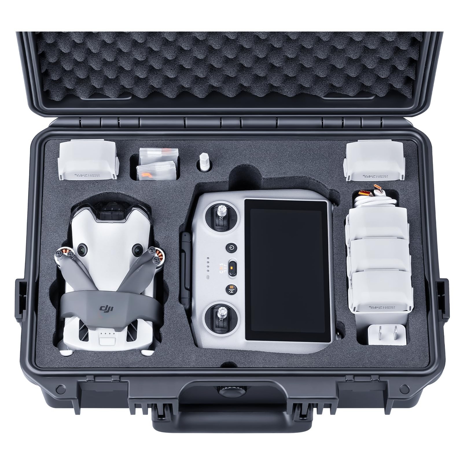 Waterproof Hard Case for DJI Mini 4 Pro, Mini 3, RC2, Supports 7 Batteries