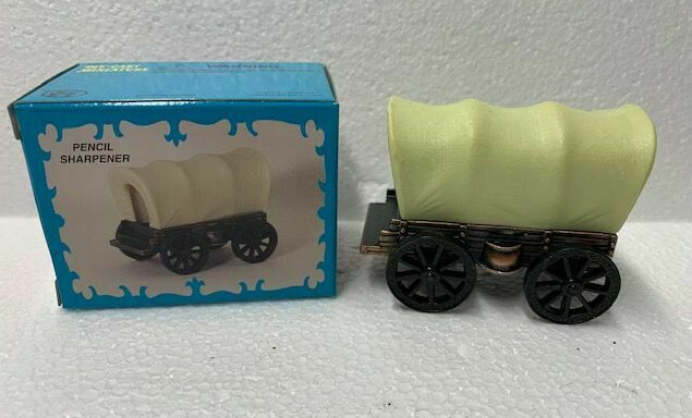 COVERED WAGON BRONZE DIE CAST METAL COLLECTIBLE PENCIL SHARPENER NEW / BOX
