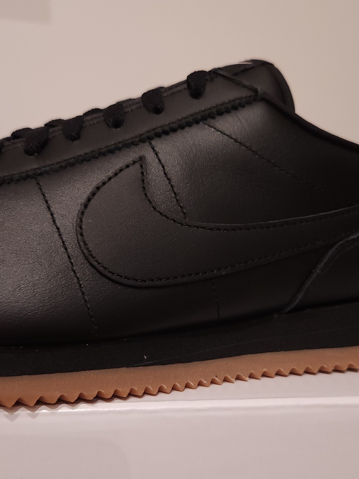 Men's Nike Cortez Prm Leather 2024 Triple Black Gum Rubber All Black All Sizes