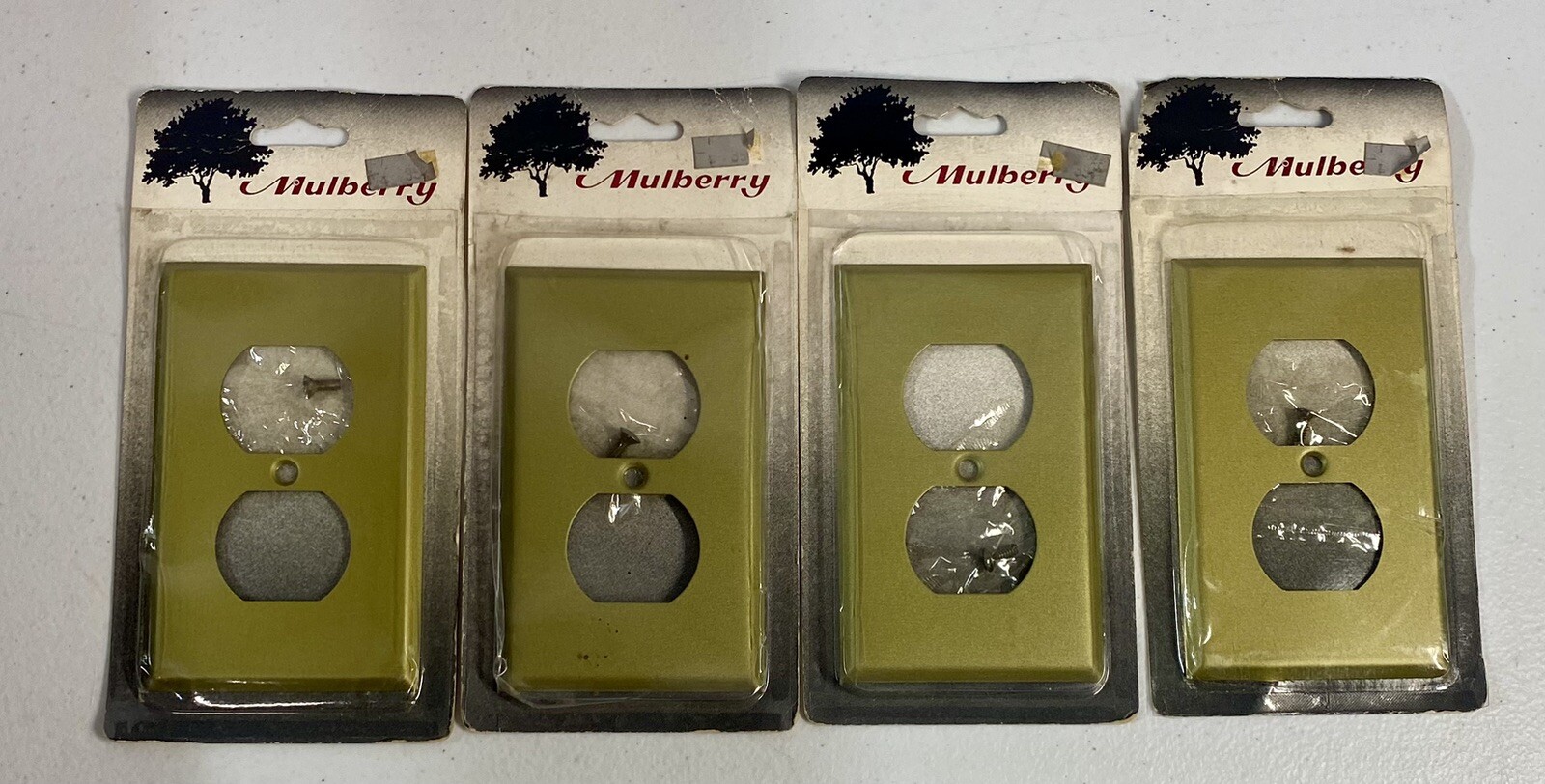 *BRAND NEW* Vintage Mulberry Outlet Cover Metal Light Gold New Old Stock Set 4