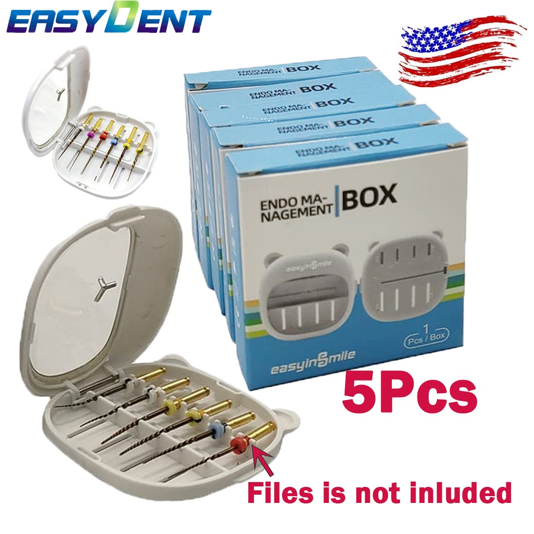5Pc Dental Root canal Endo file holder Sterilization Box Dental Files Organizer