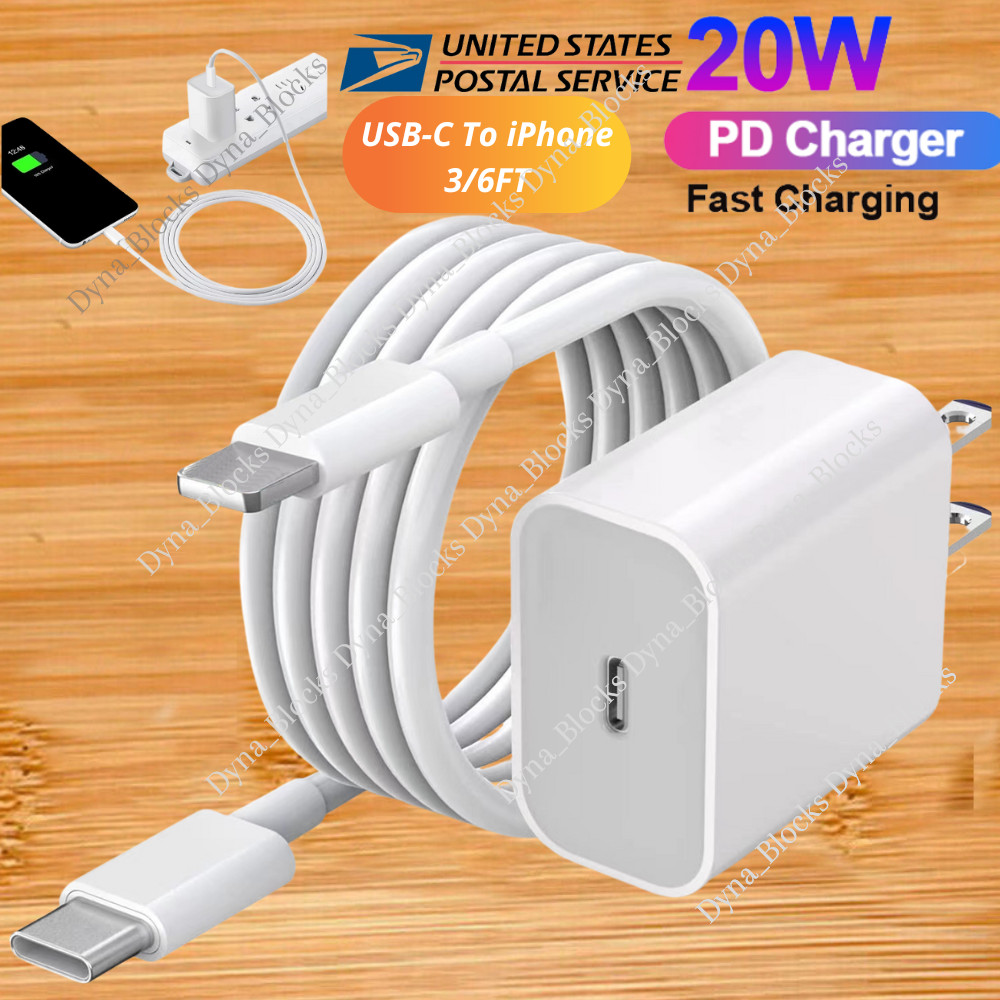 For iPhone 11/12/13 Pro/X/XR Fast Charger 20W PD Cable Cord Power Adapter Type-C