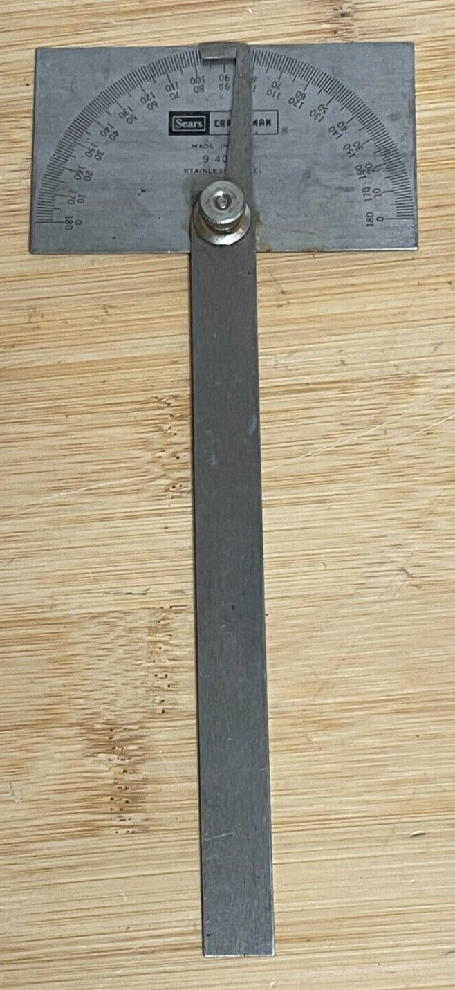 Vintage Sears Craftsman Protractor 9-4029 Stainless Steel 0 to 180