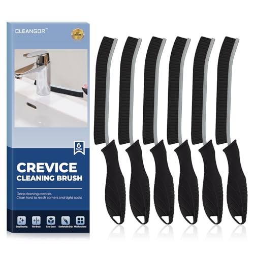 Crevice Cleaning Brushes, Cleaner Scrub Brush Tool for Hard to Reach 6 Black