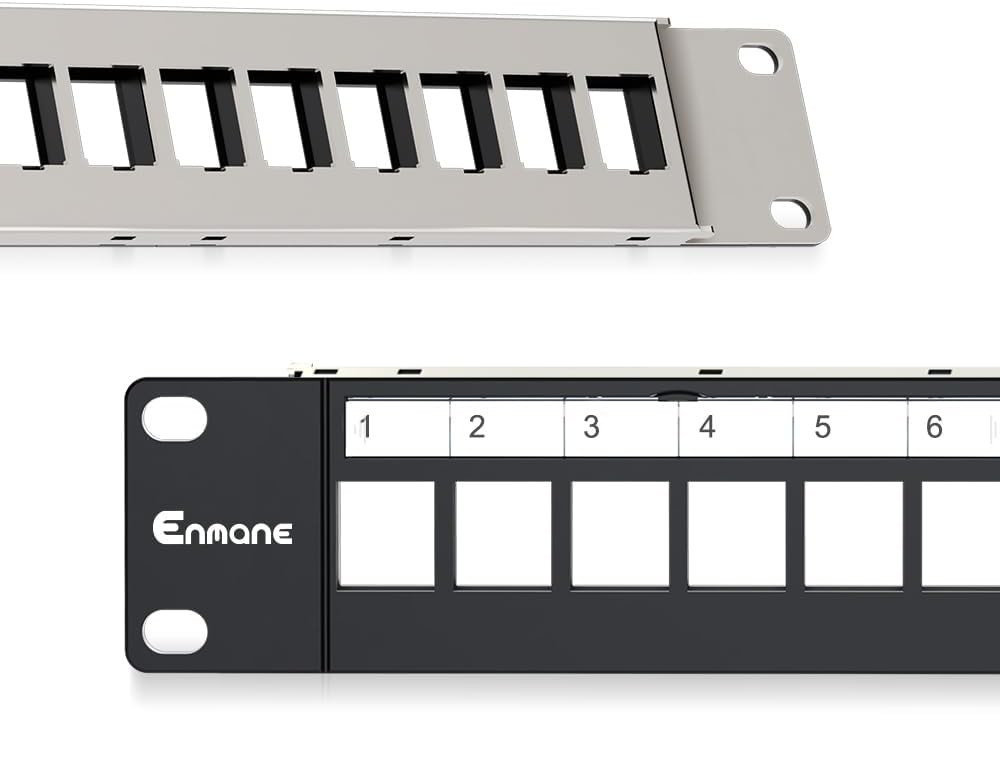 12 Port Patch Panel Blank Keystone Patch Panel 1U 19" for Rackmount & Wall Mount