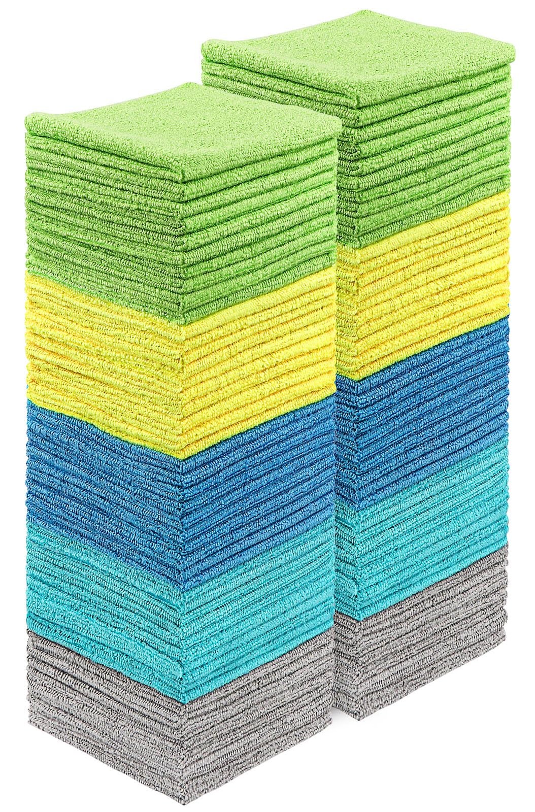100 Pack Microfiber Shop Towel Rags Cleaning Cloth Absorbent Detailing Rags