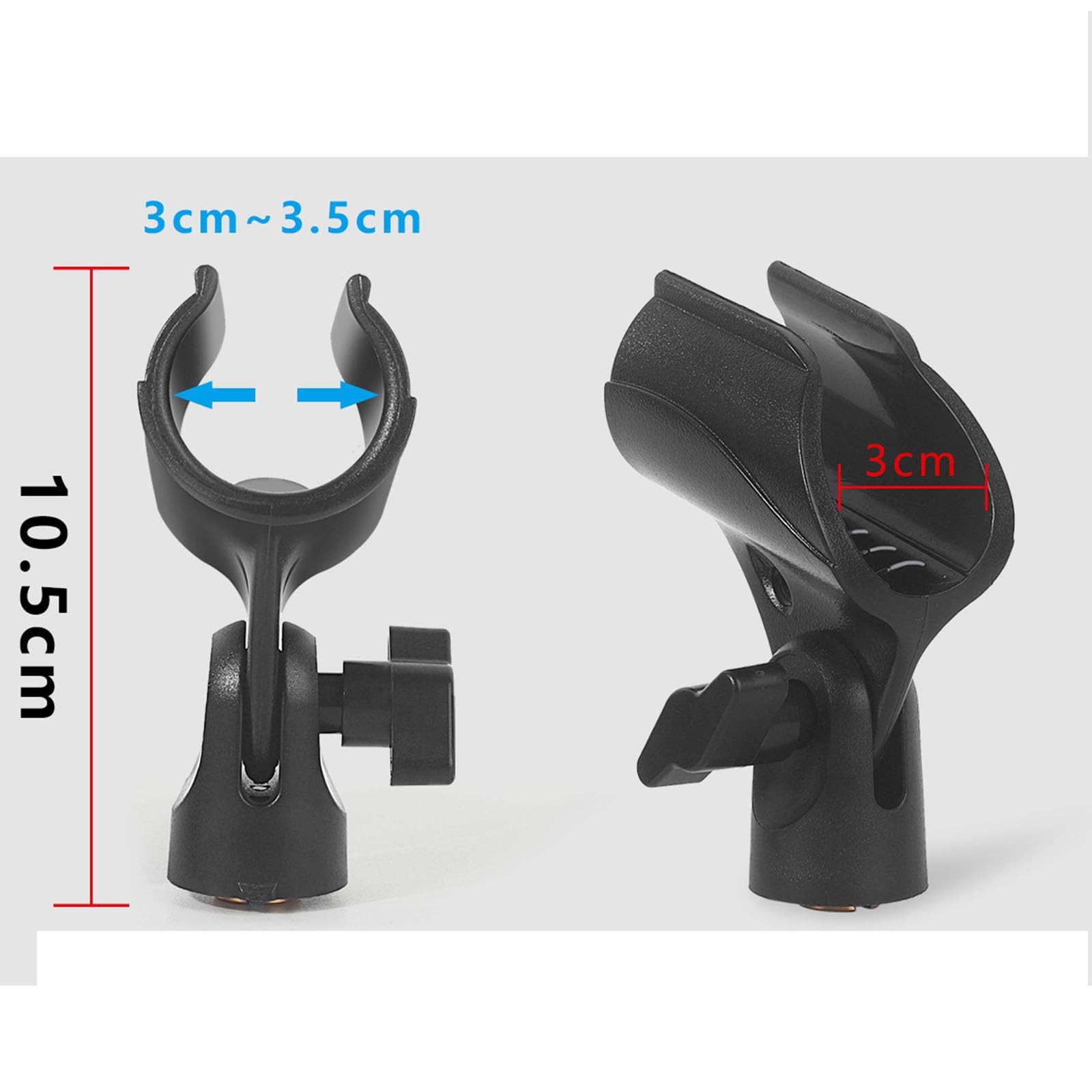 2 Pcs Universal Microphone Clip, Adjustable Mic Clip Holder for Black