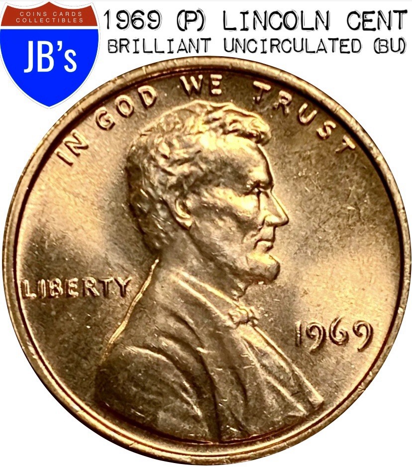 1969 (P) Lincoln Memorial Cent Penny 1c- Brilliant Uncirculated (BU)