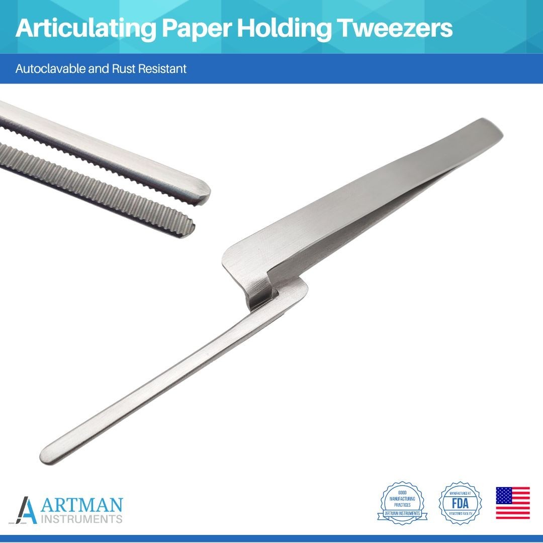 Dental Articulating Paper Holder Straight Stainless Steel Occlusion Tweezer