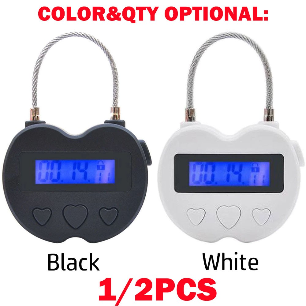 1/2Pc USB Rechargeable Smart Time Lock LCD Display Temporary Timer Padlock US