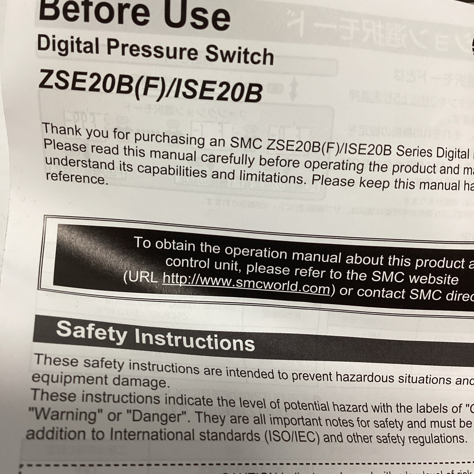 Digital Pressure Switch SMC ZSE20B-R. P S-985