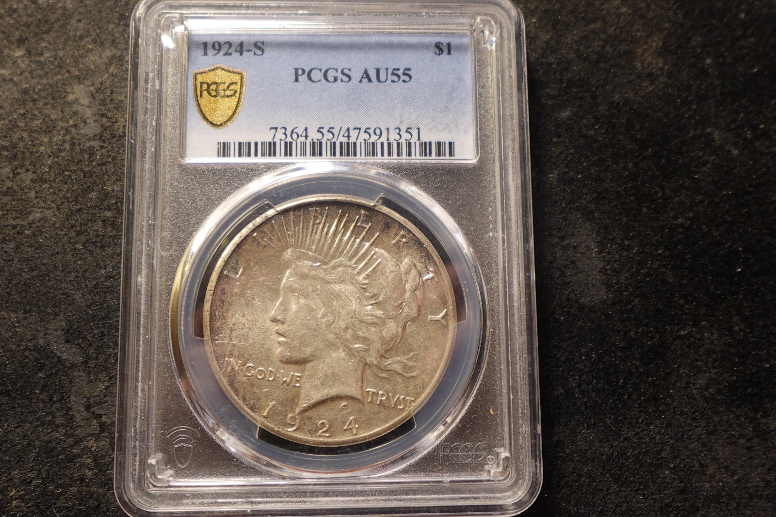 1924-S PCGS AU55 Peace Dollar Nice Grade SLABZ