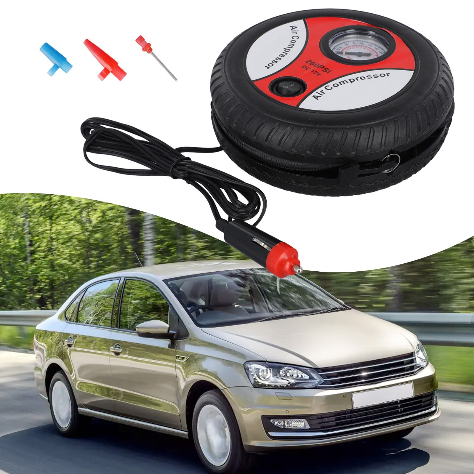 Suitable for Car Tires 12V Portable Air Compressor Wheel Inflator Pump