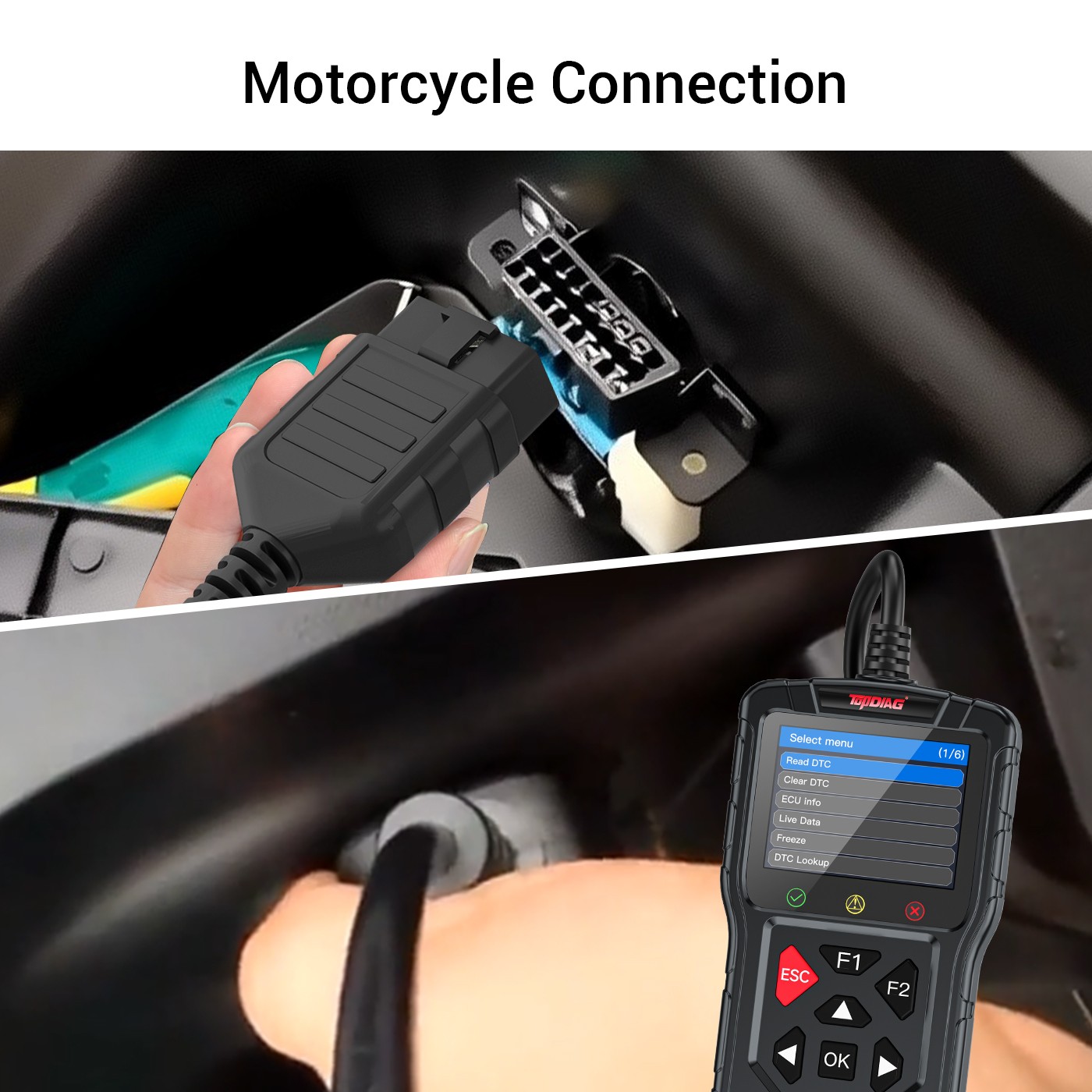 Motorcycle Vehicle OBD2 Scanner Fault Code Read Car DTC Lookup Diagnostic Tool