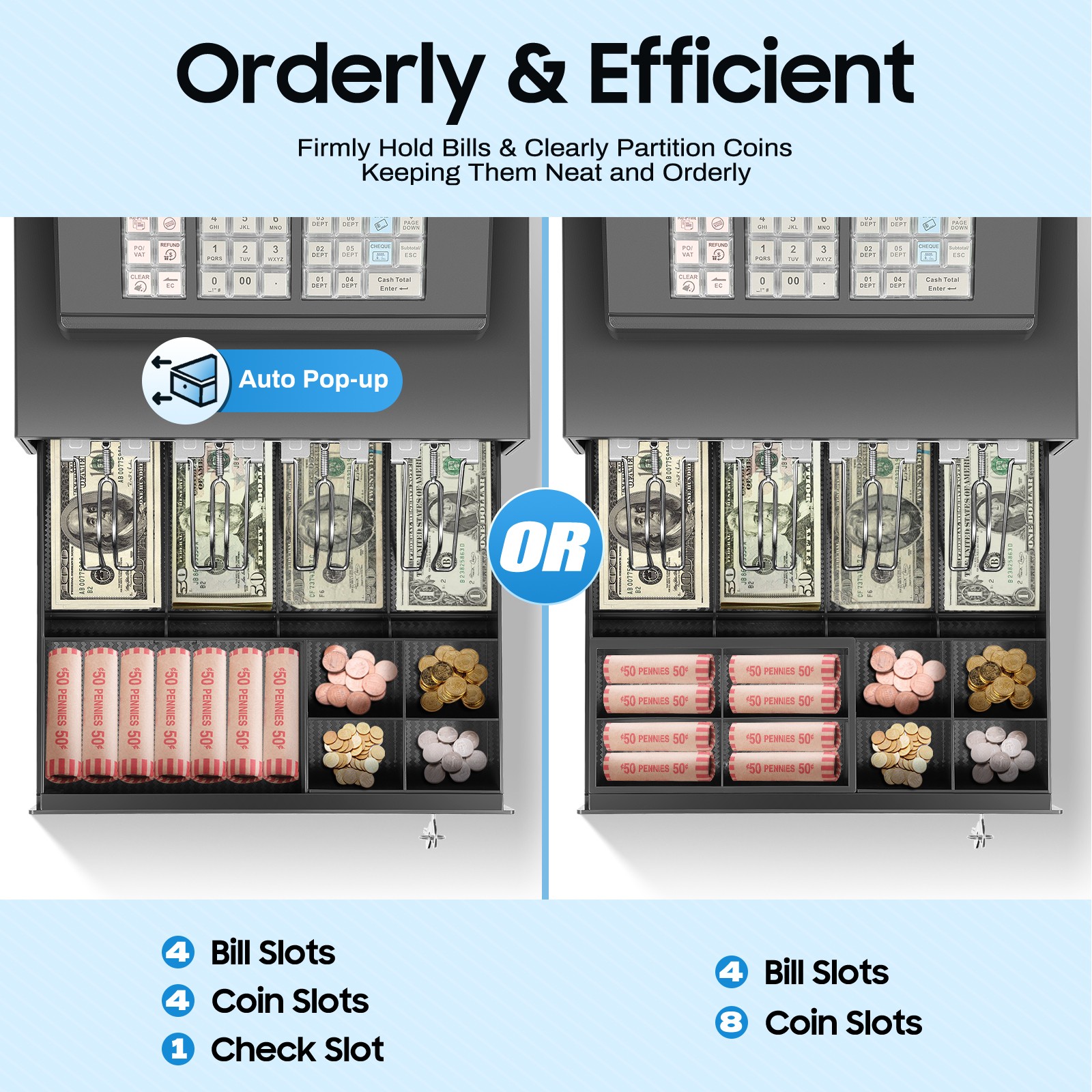 39 Keys Automatic Cash Register Cash Register English Cash Box With Compact Cash