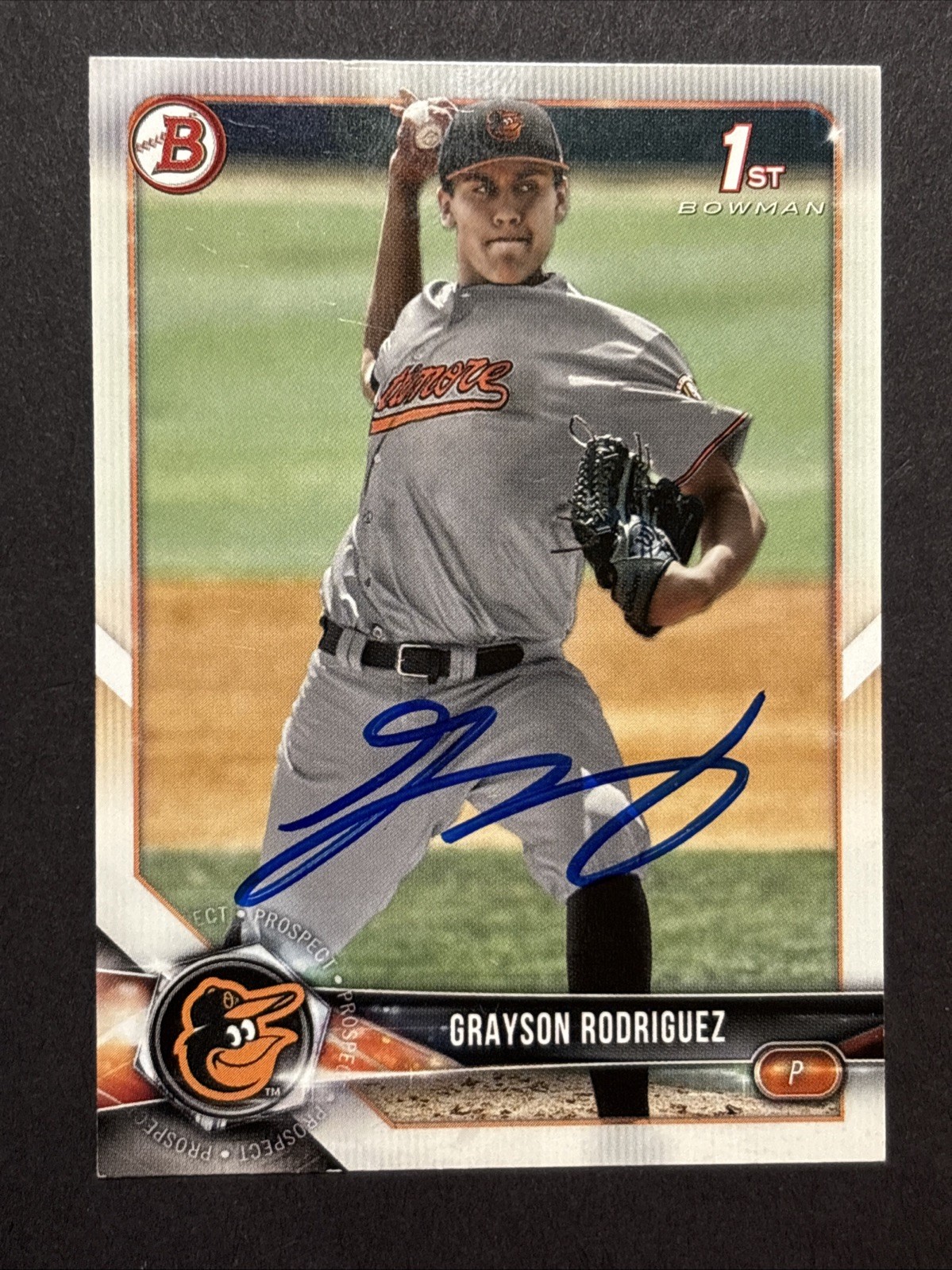 2018 Bowman Draft Grayson Rodriguez Autographed Signed IP #73 **SURFACE DAMAGE**