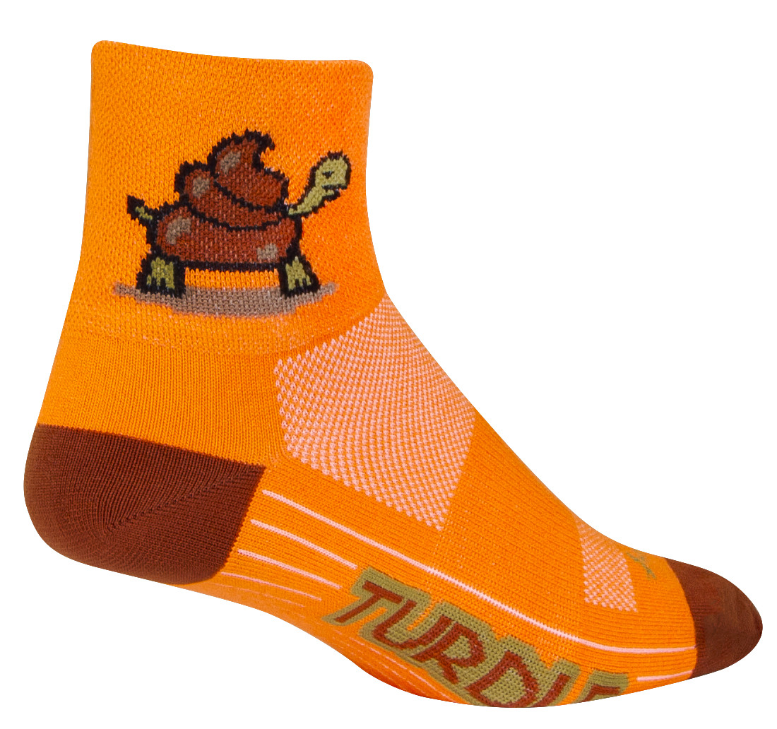 Socks - SockGuy - Turdle Poop Orange L/XL 3" Classic Cycling/Running NEW