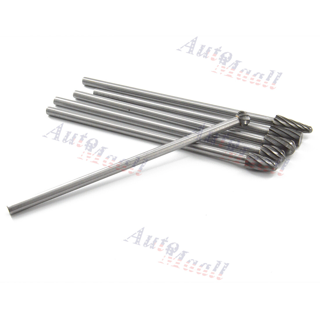 6pcs Rotary File Cut Burr 1/4" Carbide Burs Metal Marble Jade Bone Drill Bit Set