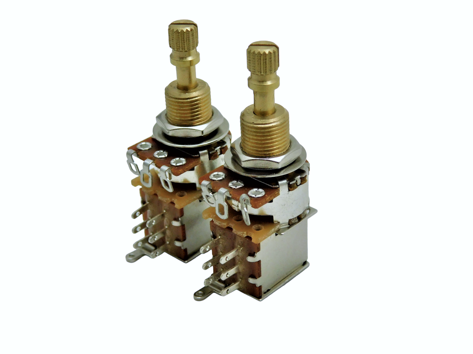 A500k PUSH PUSH SHORT SPLIT SHAFT AUDIO TAPER POTENTIOMETER DPDT