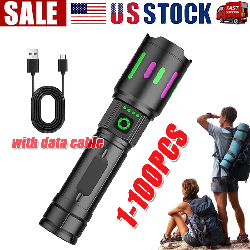 35000000 Lumen Super Bright LED Tactical Flashlight Rechargeable Work Light Lot