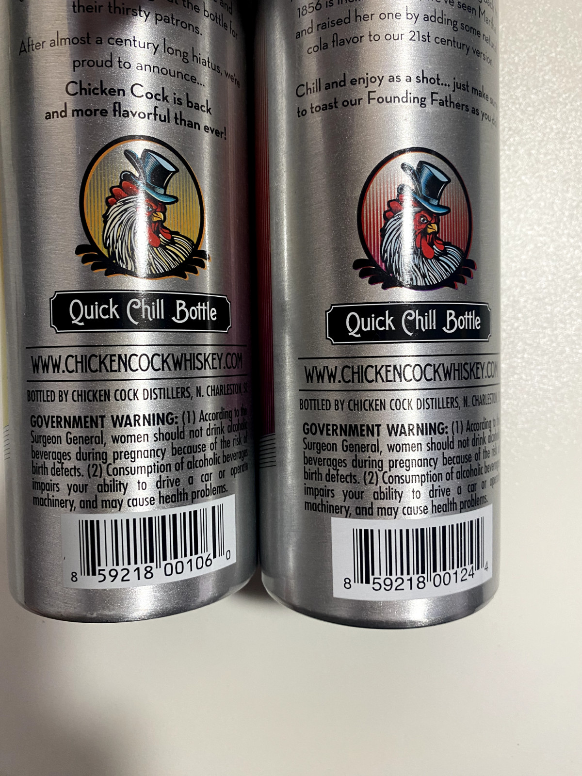 Chicken Cock Cherry Bounce & RootBeer Whiskey Chill Bottles Empty