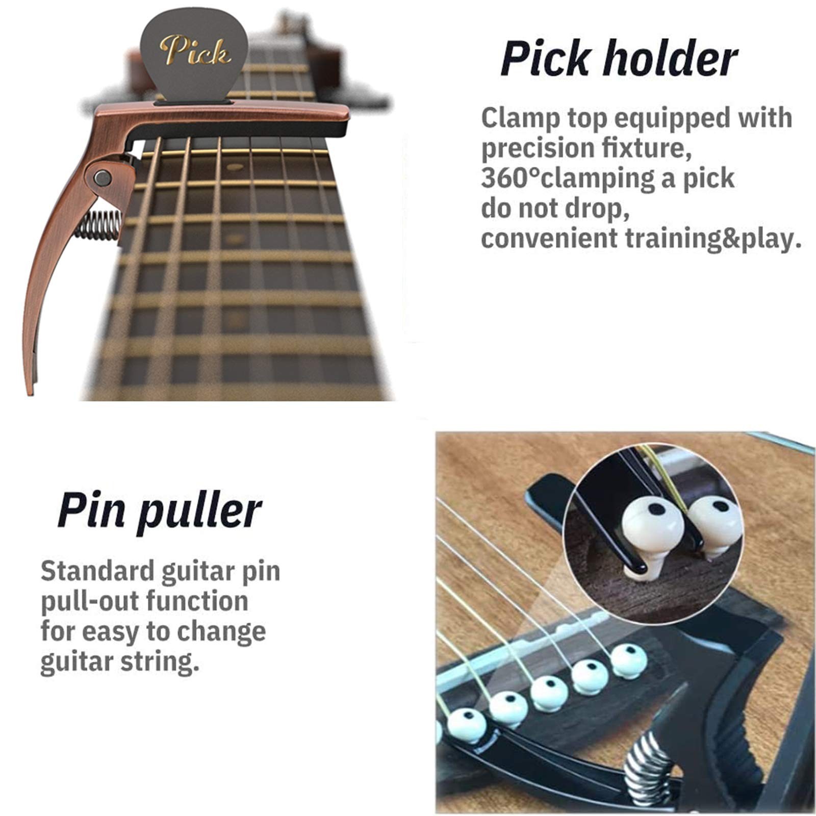 3in1 Guitar Capo for Acoustic and Electric Guitars,2 Pack(with Pick Holder an...