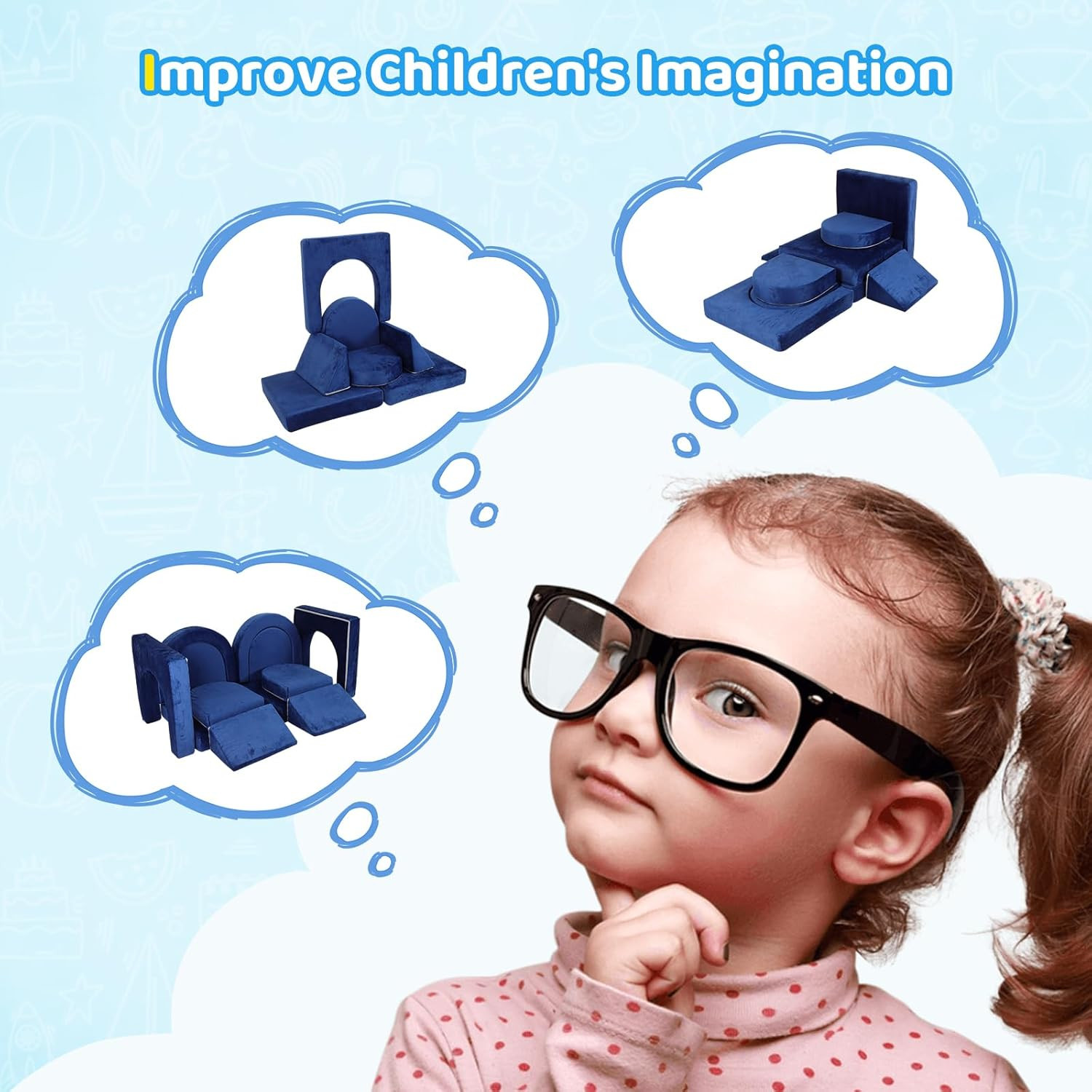 12PCS Modular Toddler Play Couch Kit - Fun Foam Furniture for Kids Playroom