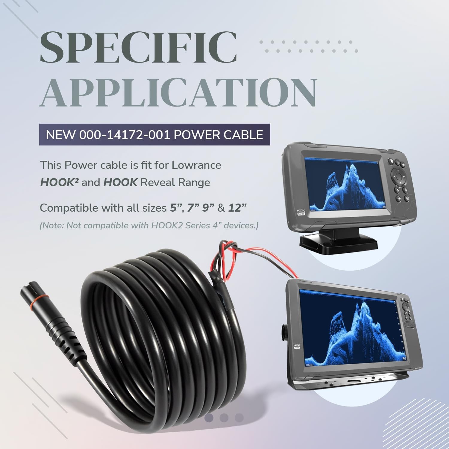 Replace for Lowrance , Hook2 Models 5/7/9/12 Hook2 Power Cable 000-14172-001