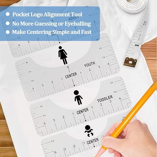 T-Shirt Ruler Guide - Transparent T-Shirt Alignment Tool, Vinyl Alignment 7pcs