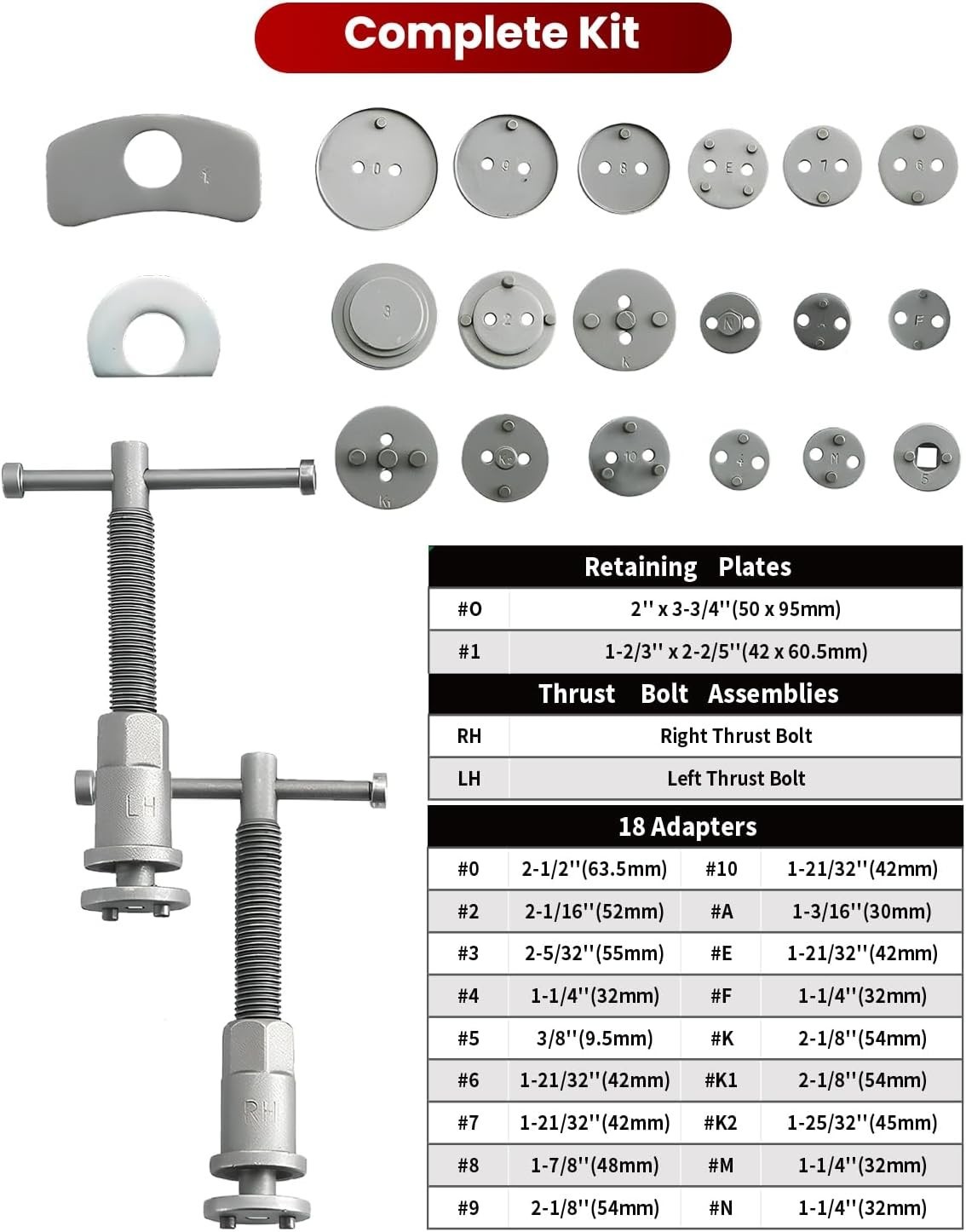 Robust Brake Caliper Compressor Kit with 24 Adapters - Easy Operation & Storage