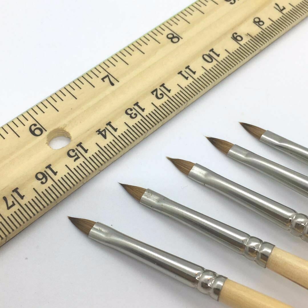 XDT Triangular Tip Nail Art Brush 5pc Set #000 Pure Kolinsky Sable Micro Detail