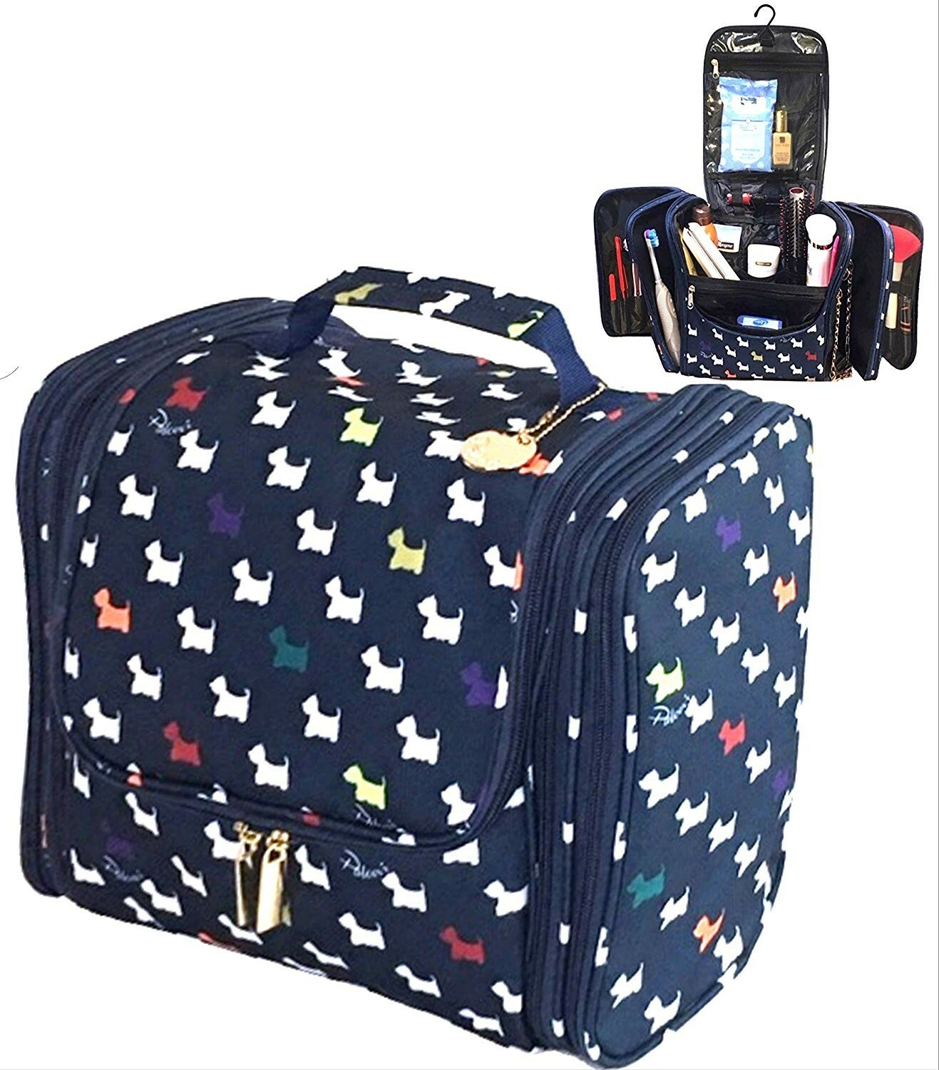 Large Hanging Organizing Bag with Compartments - Pattern: Doggies - by Palcovi