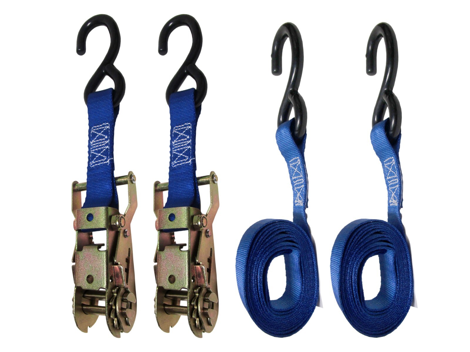 1" x 12' FT Tie Down Strap Ratchet with S Hook for Cargo Transport 2 Pack
