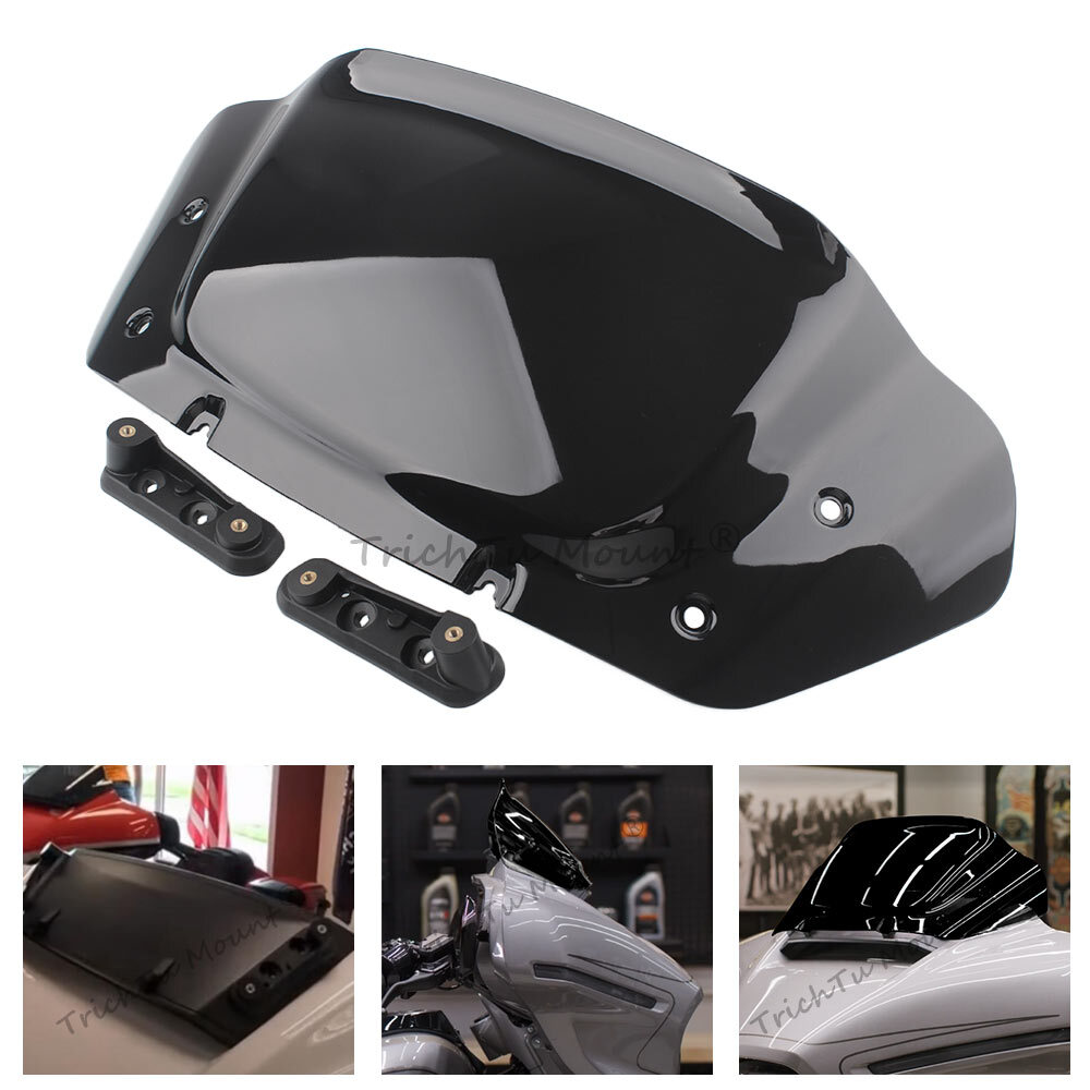 Black 8" Windshield Windscreen w/Brackets For Harley Street Glide FLHX/I 2024-up