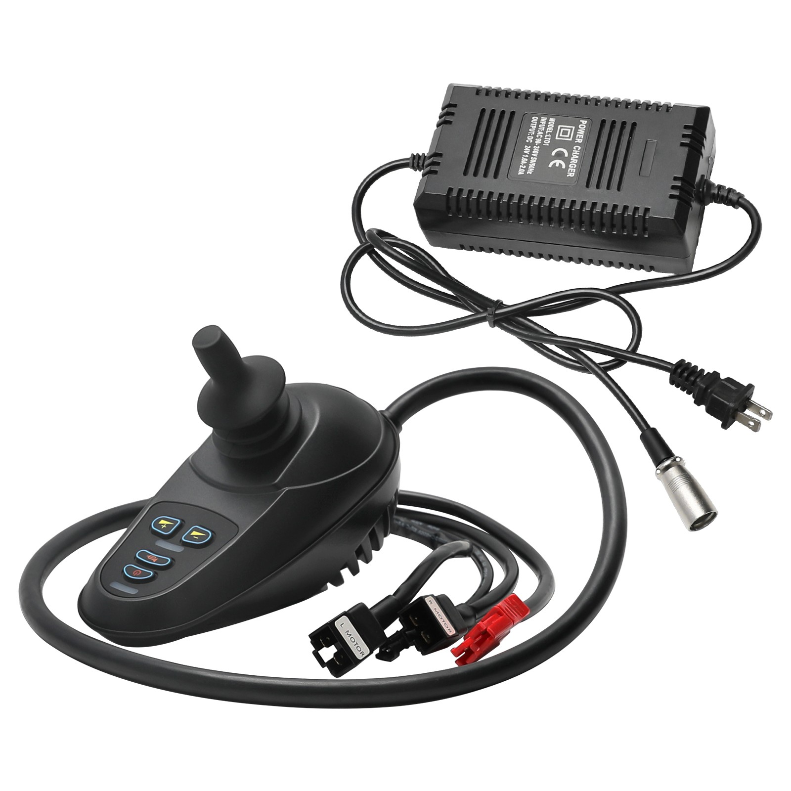 24V Dual Drive Brushed Motor 2Pin Joystick Forward Reverse Charger Wheelchair