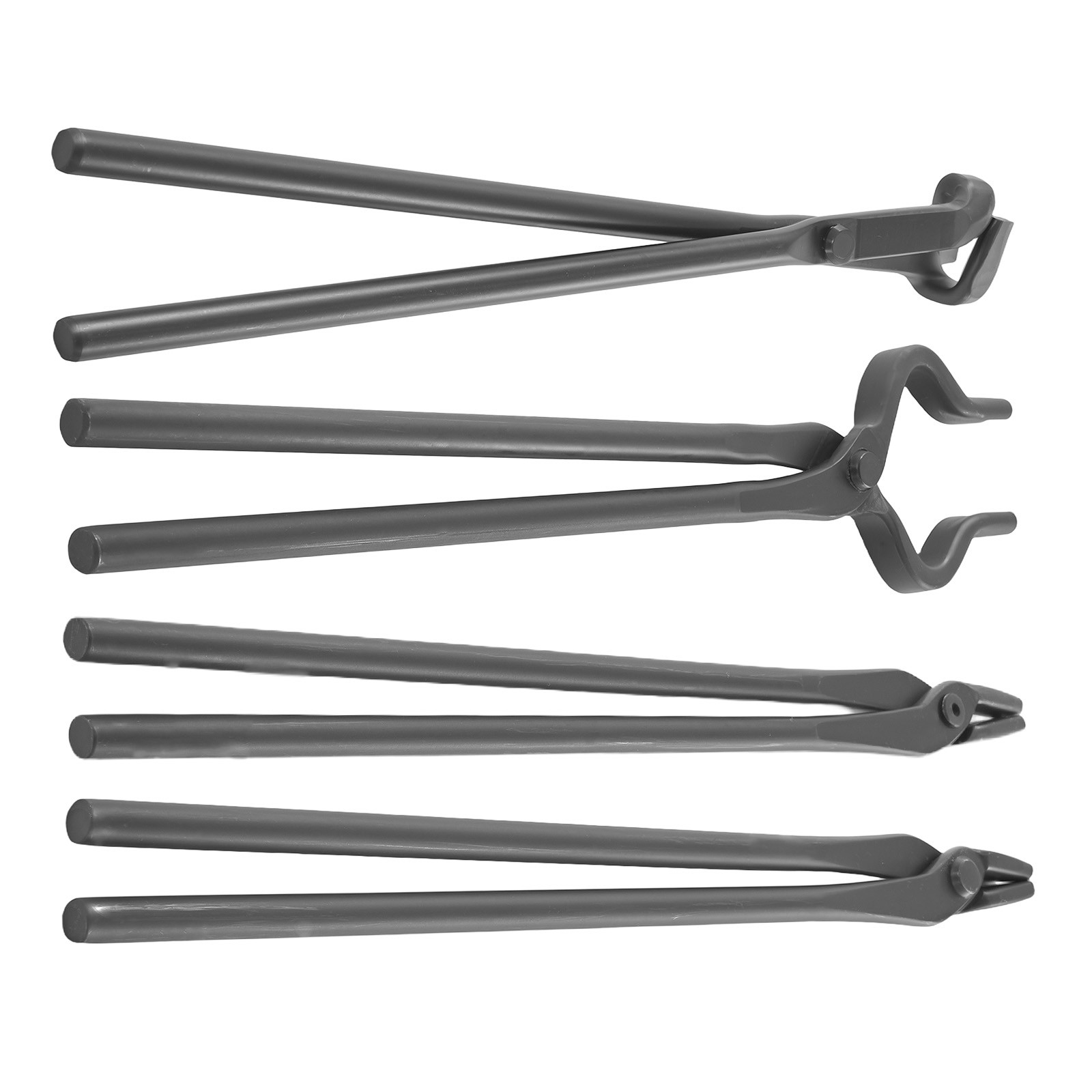 4pc Tool Set Blacksmith Forging Tongs Flat V Bit Blade Wolf Jaw Carbon Steel
