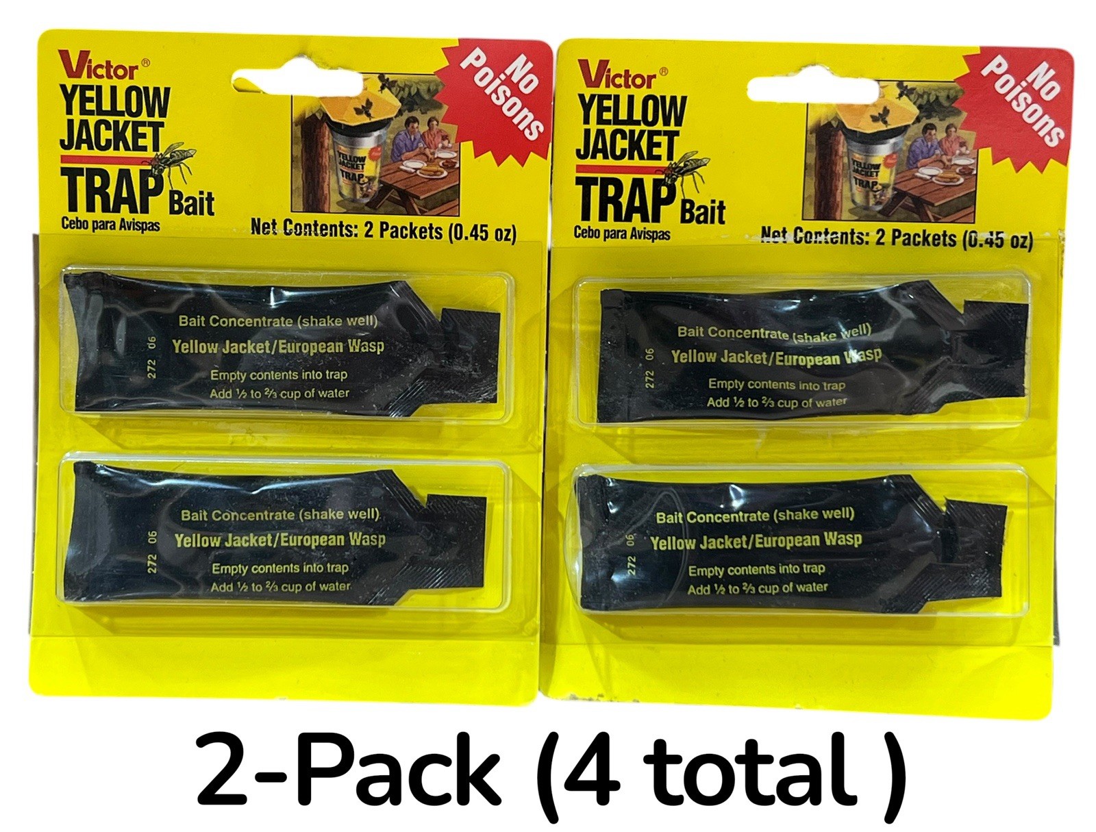 Victor Yellow Jacket Wasp Bait M385 NO POISONS ( 2 Packs of 2 ) USA Made New